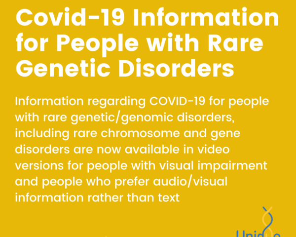 Video versions of Covid-19 Information for People with Rare Genetic Disorders